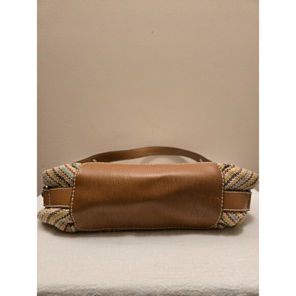 Fossil Canvas & Leather Trim Striped Woven Multicolor Hobo Handbag - Picture 4 of 10